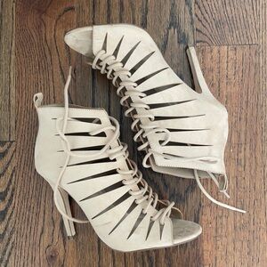 Nude Cut Out Open Toe Heels